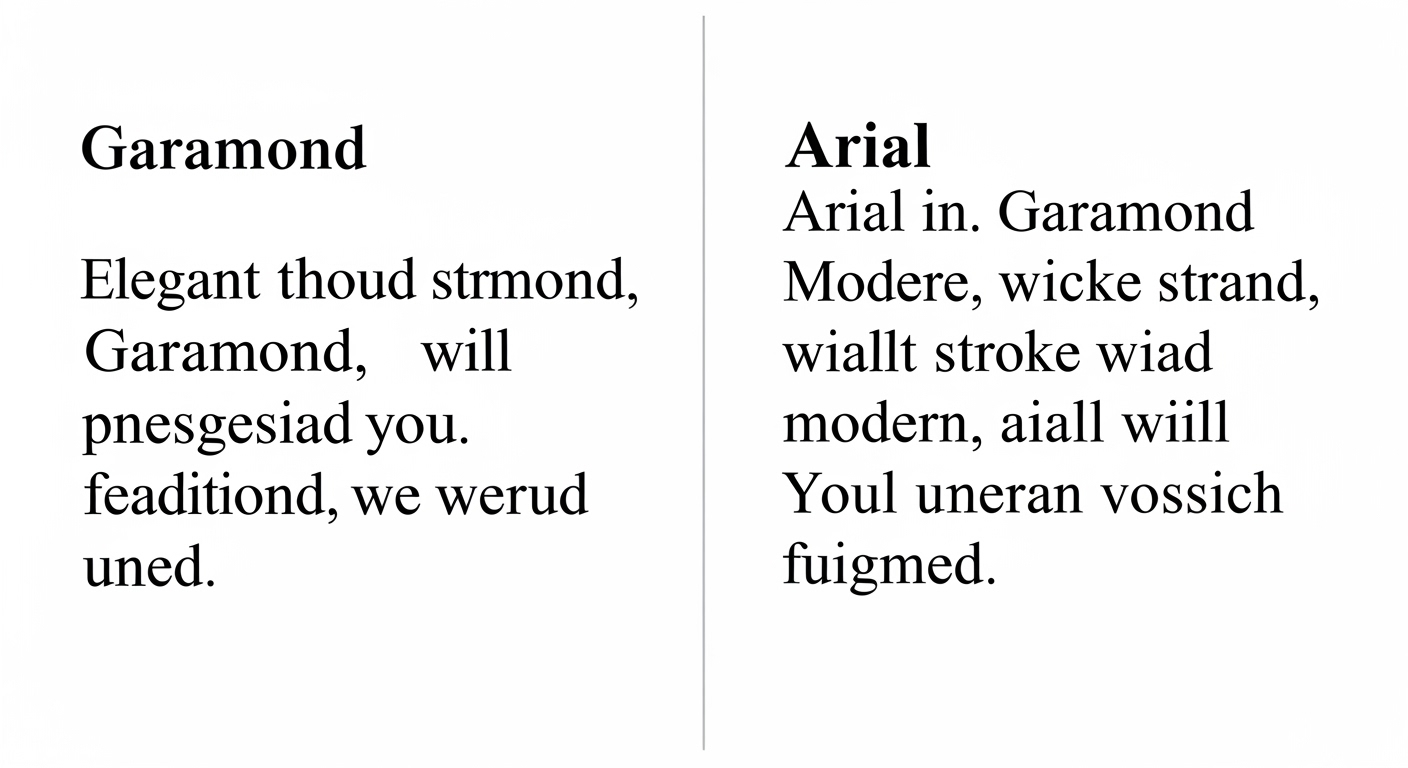 Two open book pages side by side &mdash; one with professional serif typography, one with generic font