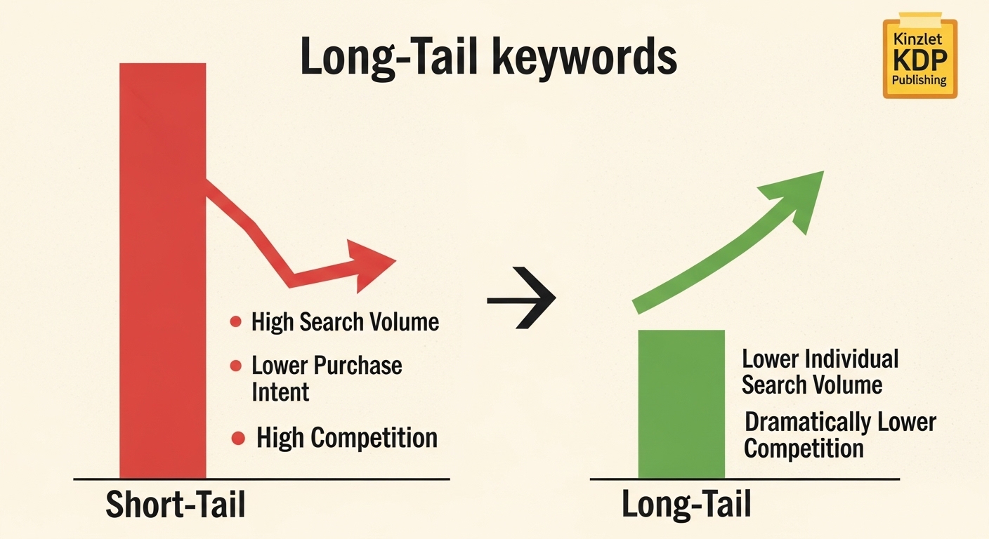 KDP long-tail keyword strategy — how specific phrases drive more qualified Amazon book traffic