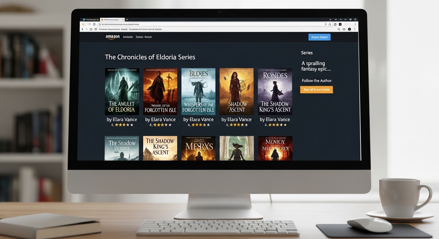 Amazon series page showing three linked books in read order