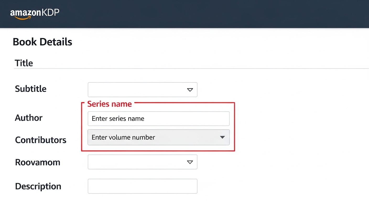 KDP bookshelf showing edit book details option to add series metadata