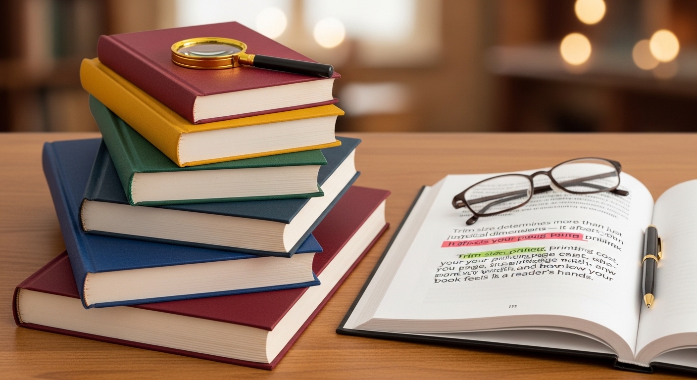 KDP trim size comparison — different book sizes side by side for Amazon KDP self-publishers