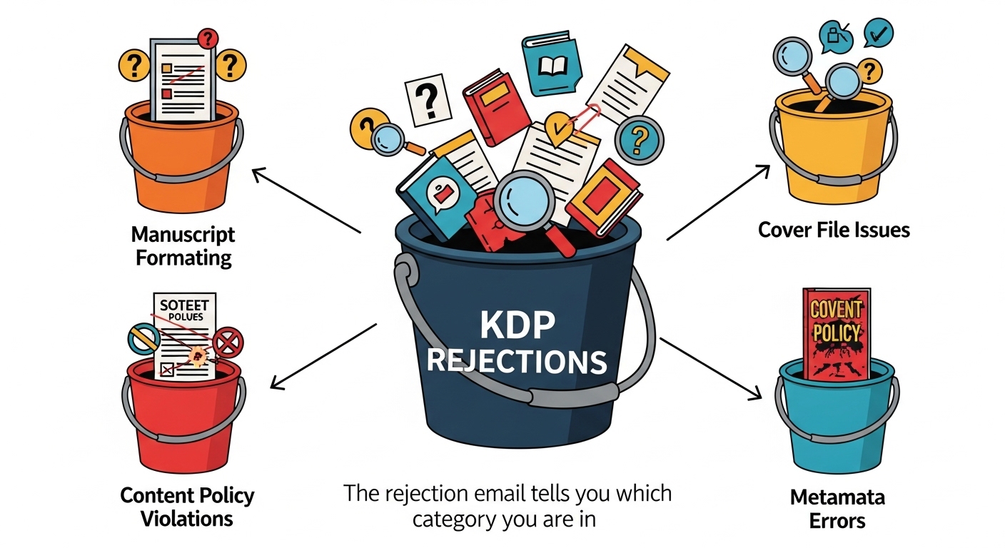 KDP cover rejection — low resolution, wrong dimensions, barcode area errors for Amazon KDP covers