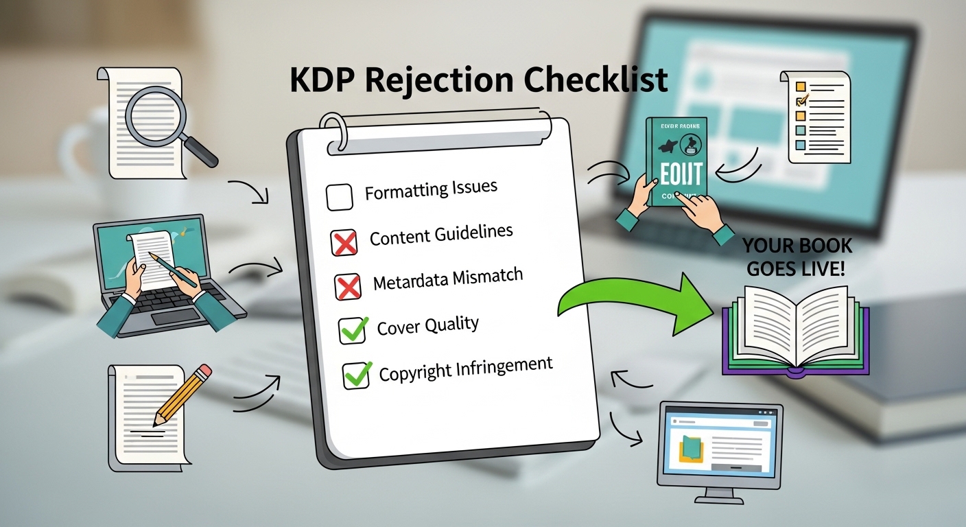 KDP rejection categories — formatting, cover, content, and metadata errors for Amazon KDP books