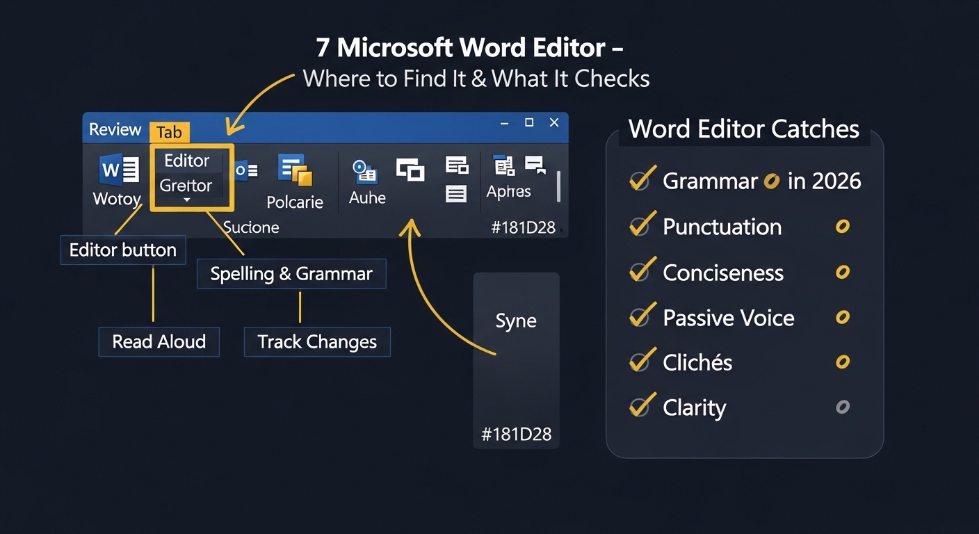 Microsoft Word Editor for authors — how to use the built-in grammar checker for KDP manuscript editing